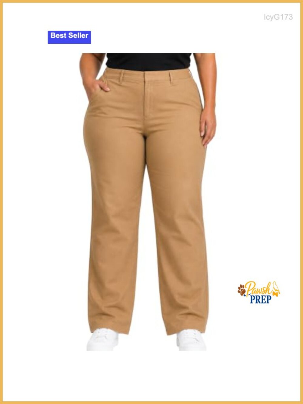 Plus Size Straight Leg Twill Work Pants - Non Stretch High Rise